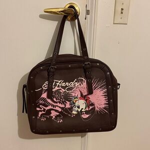Ed Hardy Brown and Pink Shoulder Bag